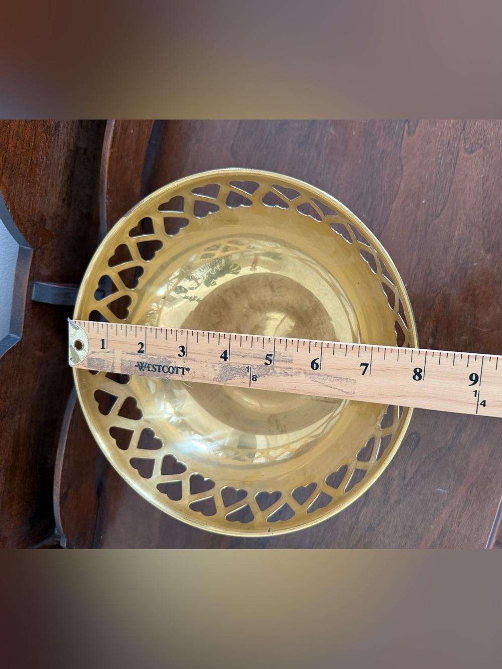 Vintage Hampton Brass Pedestal Heart Rim Bowl Made In India - Picture 7 of 7